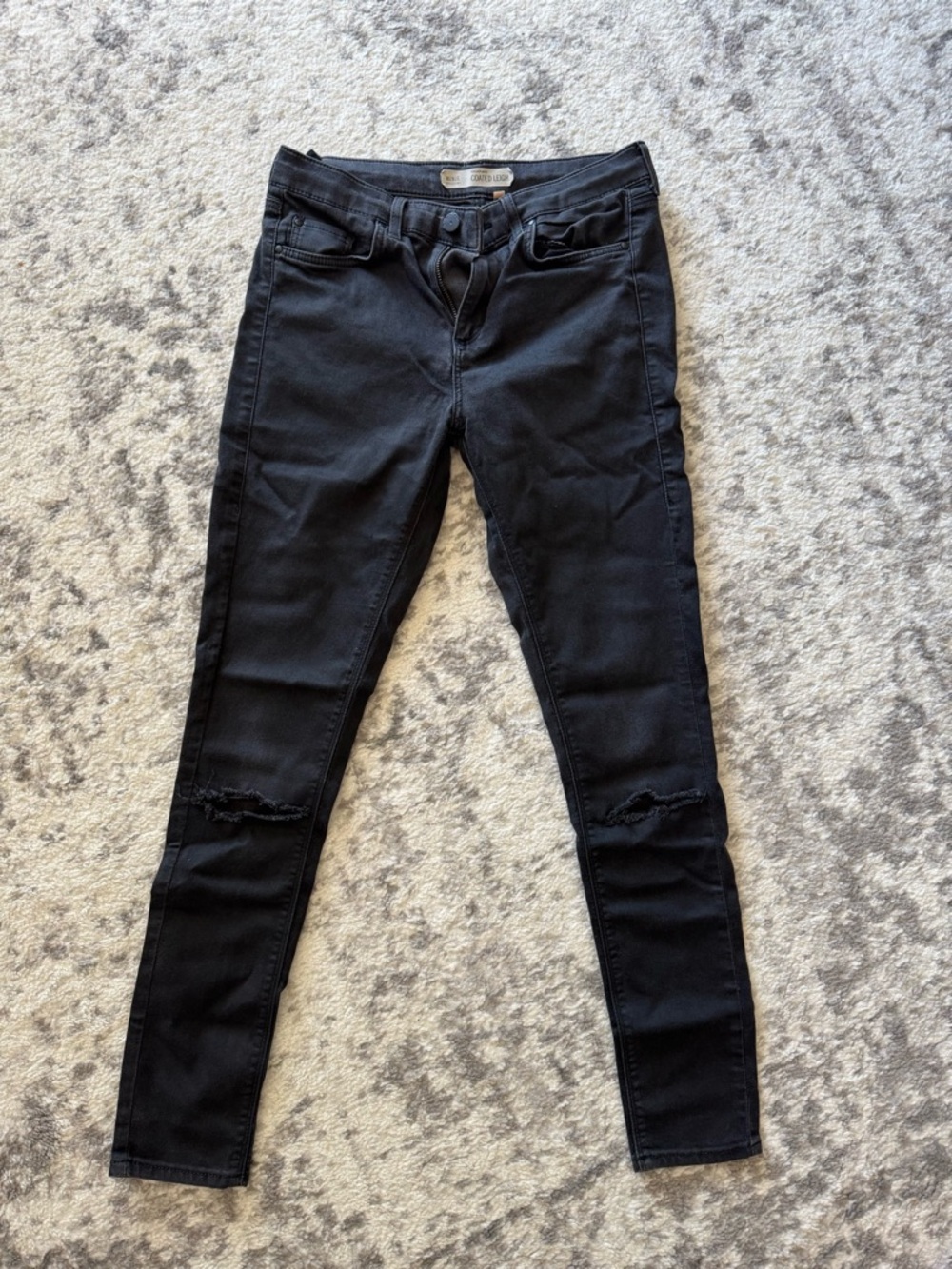Topshop Black Skinny Jeans with Knee Distress